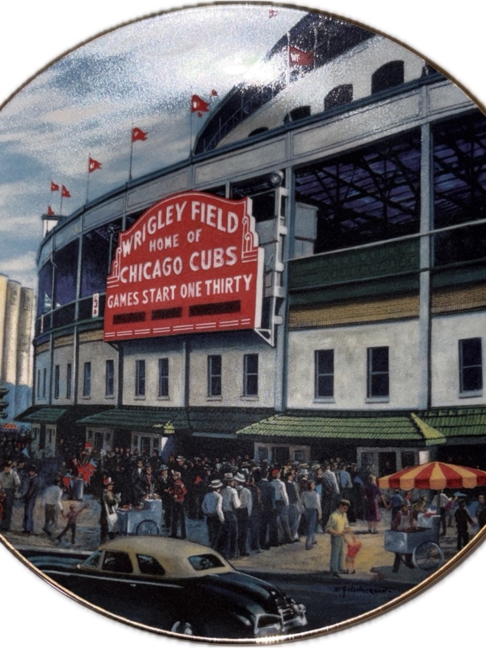 Wrigley Field Chicago Cubs Decorative Plate - Vintage Stadium Scene